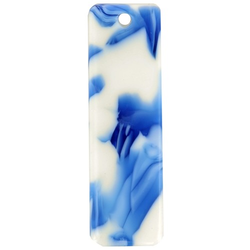 Pendente rettangolare 27x8 mm in acetato - Effetto marmorizzato blu scuro - Avorio x1