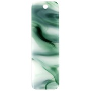 Pendente rettangolare 27x8 mm in acetato - Effetto marmorizzato verde scuro - Bianco x1