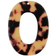 Pendente ovale scavato in acetato 47x35 mm - Squama di tartaruga - Marrone Nero x1