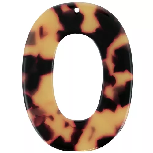 Pendente ovale incavato in acetato 47x35 mm - Tartaruga - Marrone - Nero x1