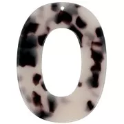 Pendente ovale scavato in acetato 47x35 mm - Squama di tartaruga - Beige - Nero x1