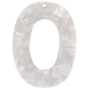 Pendente ovale scavato in acetato 47x35 mm-Squama di tartaruga-Bianco perlato x1