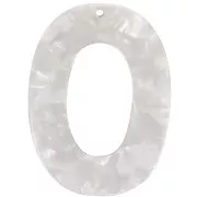 Pendente ovale scavato in acetato 47x35 mm-Squama di tartaruga-Bianco perlato x1