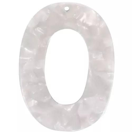 Pendente ovale incavato in acetato 47x35 mm - Tartaruga - Bianco perlato x1