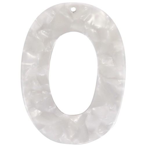 Pendente ovale scavato in acetato 47x35 mm-Squama di tartaruga-Bianco perlato x1
