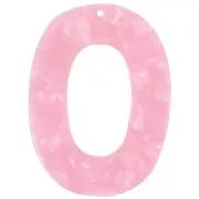 Pendente ovale scavato in acetato 47x35 mm - Squama di tartaruga - Rosa perlato x1