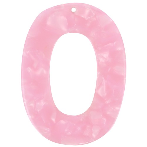 Pendente ovale scavato in acetato 47x35 mm - Squama di tartaruga - Rosa perlato x1