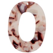 Pendente ovale scavato 47x35 mm Squama di tartaruga marrone chiaro-Bianco -Nero x1