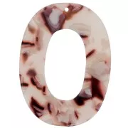 Pendente ovale scavato 47x35 mm Squama di tartaruga marrone chiaro-Bianco -Nero x1