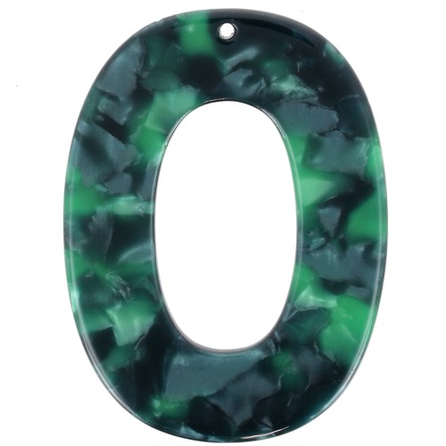 Pendente ovale scavato in acetato 47x35mm Squama di tartaruga Verde scuro Nero x1