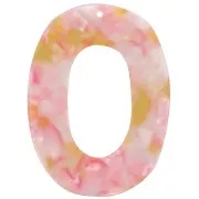 Ciondolo ovale incavato in acetato 47x35 mm - Tartaruga - Rosa perlato - Miele