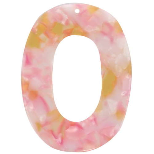 Ciondolo ovale incavato in acetato 47x35 mm - Tartaruga - Rosa perlato - Miele