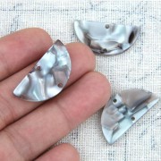 Distanziatore mezzaluna in acetato 14x28 mm -Squama di Tartaruga-Grigio-Marrone x1