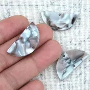 Distanziatore mezzaluna in acetato 14x28 mm -Squama di Tartaruga-Grigio-Marrone x1