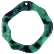 Pendente irregolare in acetato 39x38mm -Squama di tartaruga- Verde scuro - Nero x1