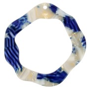 Pendente irregolare in acetato 39x38mm -Squama di tartarug - Blu scuro - Beige x1