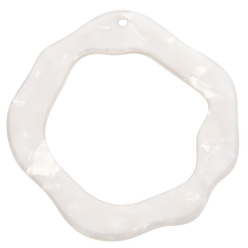 Pendente irregolare in acetato 39x38mm -Squama di tartaruga- Pearly White x1