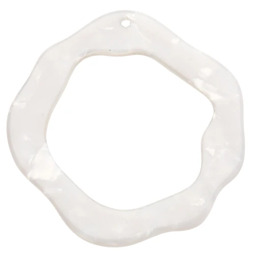 Pendente irregolare in acetato 39x38mm -Squama di tartaruga- Pearly White x1