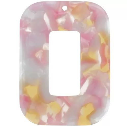 Pendente rettangolo in acetato 40x30mm Squama di tartaruga - Rosa perlato-miele