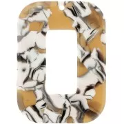 Ciondolo rettangolare cavo in acetato 40x30 mm - Tartaruga - Ocra - Bianco