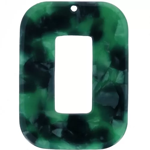 Pendente rettangolo in acetato 40x30mm Squama di tartaruga - Verde scuro - Nero