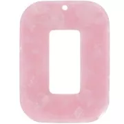 Ciondolo a forma di rettangolo cavo in acetato 40x30 mm - Tartaruga - Rosa perlato