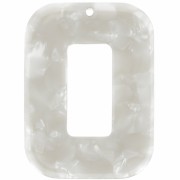 Pendente rettangolo in acetato 40x30 mm - Squama di tartaruga - Bianco perlato|raw }}