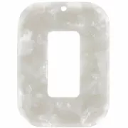 Pendente rettangolo in acetato 40x30 mm - Squama di tartaruga - Bianco perlato
