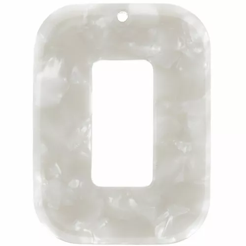 Pendente rettangolare in acetato, 40x30 mm - Tartaruga - Bianco perlato