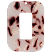 Pendente rettangolo scavato 40x30mm Squama di tartaruga marrone chiaro bianco nero|raw }}