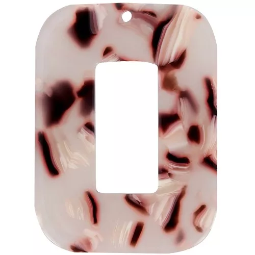 Pendente rettangolo scavato 40x30mm Squama di tartaruga marrone chiaro bianco nero
