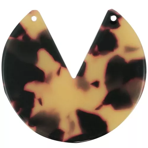 Pendente rotondo 2 fori in acetato 43 mm - Squama di tartaruga - Marrone - Nero x1