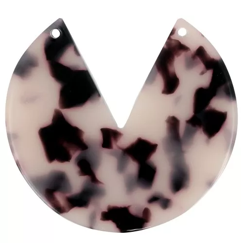 Pendente rotondo 2 fori in acetato 43 mm - Squama di tartaruga - Beige - Nero x1