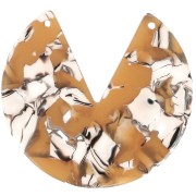 Pendente rotondo 2 fori in acetato 43 mm - Squama di tartaruga - Ocra-bianco x1|raw }}