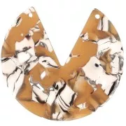 Pendente rotondo 2 fori in acetato 43 mm - Squama di tartaruga - Ocra-bianco x1