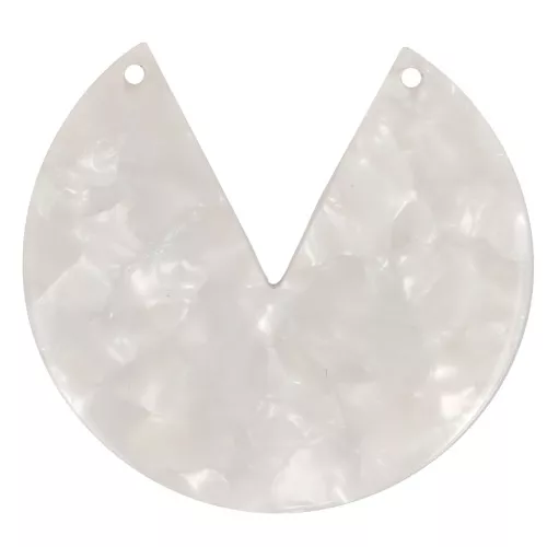 Pendente rotondo in acetato a 2 fori 43 mm Squama di tartaruga Bianco perlato x1