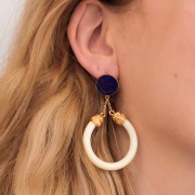 Distanziatore a mezzo giro per orecchini a cerchio in resina traslucida da 41 mm - Ambra marmorizzata x1