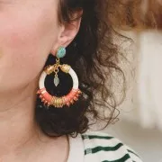 Distanziatore a mezzo giro per orecchini a cerchio in resina traslucida da 41 mm - Ambra marmorizzata x1