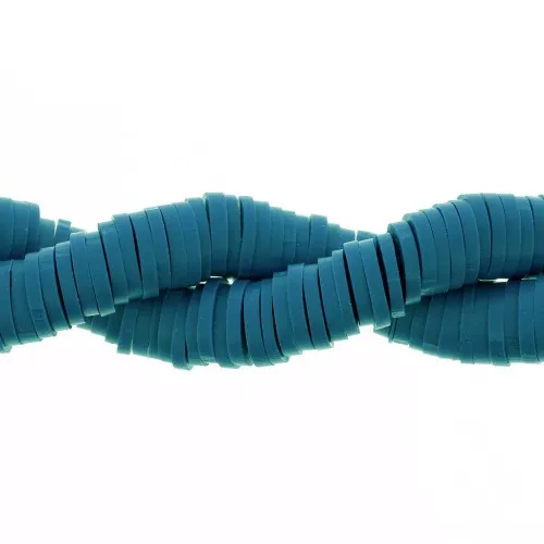 Perle rondelle in pasta polimerica Heishi 6x1 mm - Blu denim x45cm
