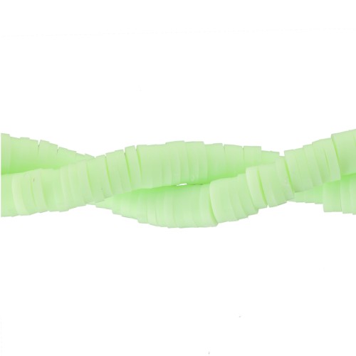 Perline Heishi in pasta polimerica 5x1 mm - Vert anis x40cm