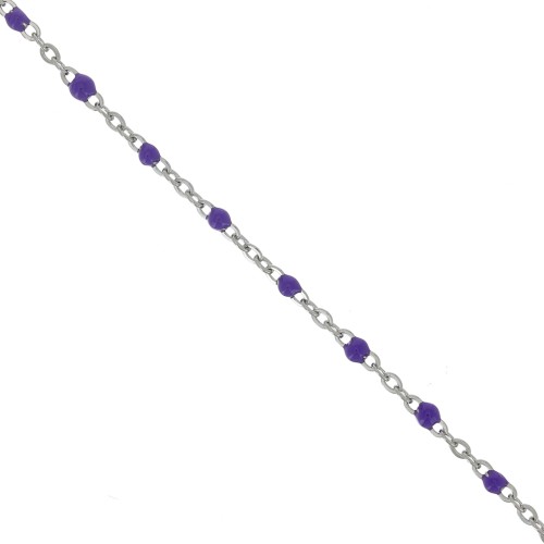 Catena con perle di resina epossidica 2 mm - Acciaio inossidabile 304 - Viola x1m