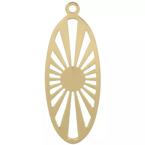 Pendente ovale traforato esclusiva Perles x Co 23x9mm cabochon 4mm-Gold filled x1