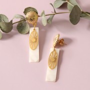 Pendente ovale traforato esclusiva Perles x Co 23x9mm cabochon 4mm-Gold filled x1