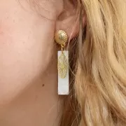 Pendente ovale traforato esclusiva Perles x Co 23x9mm cabochon 4mm-Gold filled x1