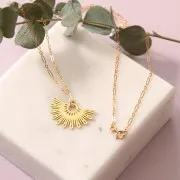 Pendente etnico mezzo sole 15x25 mm in esclusiva Perles and Co - Gold filled x1