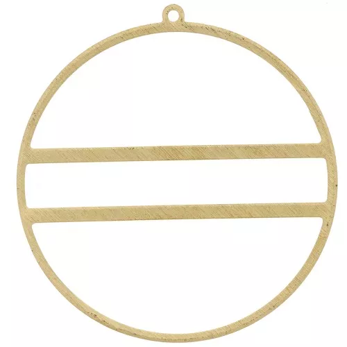 Pendente a forma di cerchio con due barre orizzontali - 43 mm - Ottone non trattato x1