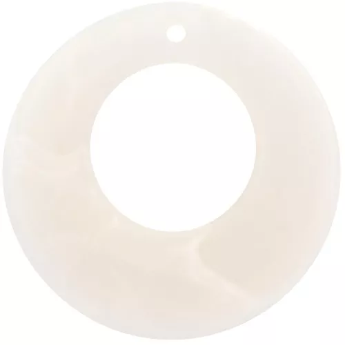 Pendente cerchio scavato in resina 38mm-Ecru marmorizzato mat x1