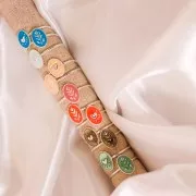 Anello ovale regolabile con resina epossidica -cuore-dorato con oro fino- Marrone