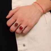 Anello sfere diamantate cabochon fondo piatto 14x10mm Dimensione 54 a 58 Arg925