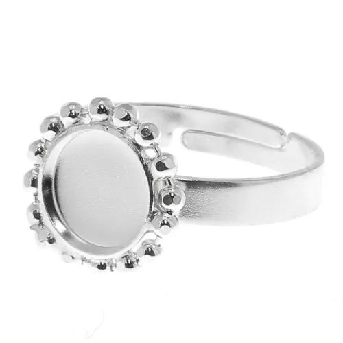 Anello sfere diamantate cabochon fondo piatto 8mm Dimensione 54 a 58-Argento 925x1